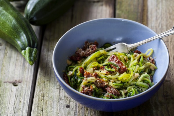 courgette noodles mince and sundried tomato