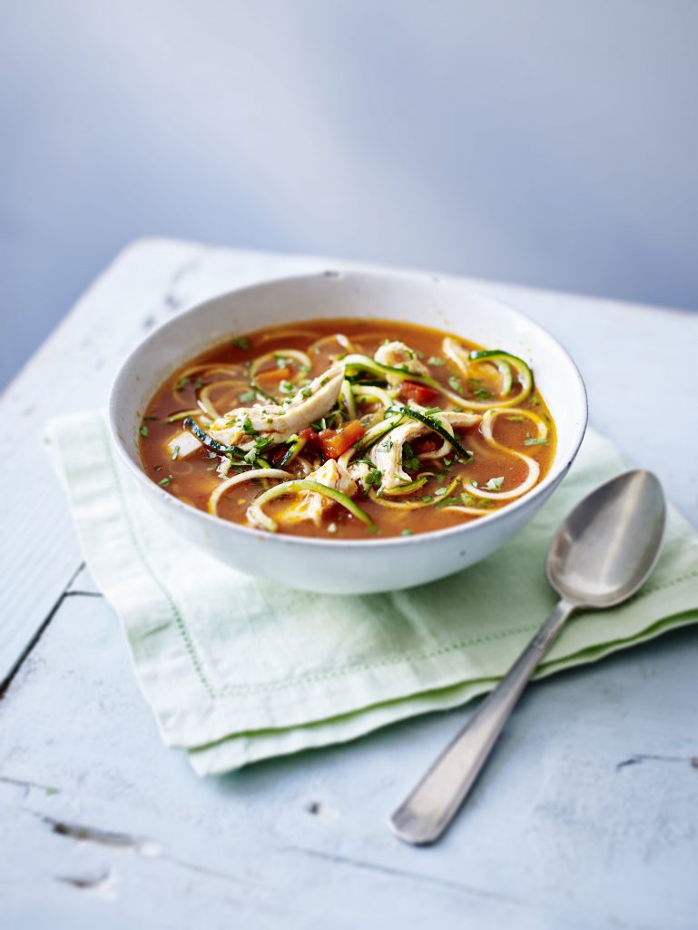 A wonderfully nourishing soup from my Gut Health Diet Book. Chicken soup is the go to dish for when you feel run down. Stock or broth made by boiling chicken bones contains gelatine, chondroitin, and other nutrients helpful for gut health and immunity. This recipe uses courgette noodles for a lower carb option. A fabulous … Read more 		
			
				To access this content, you must purchase 4 Week Menopause Program (and access to Lean & Nourish Club), Happy Guts 4 week Low FODMAP Programme (and access to Lean and Nourish Club), 4 Week Menopause Program (and access to Lean & Nourish Club) – Menopause, Lean & Nourish Membership & 21 day Kick Start Programme or Lean & Nourish Membership & 21 day Kick Start Programme – Member.